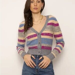 CENTRAL PARK WEST 
Ezra Ombre Cropped Cardigan - Multi